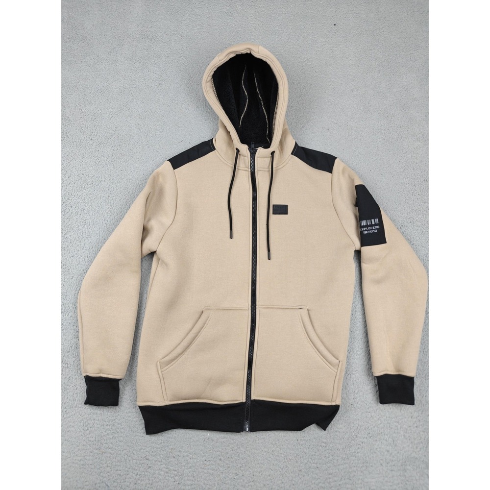 GTL4 Hoodie Mens Small‎ Beige Sherpa Lined Full Zip Fleece Heavyweight Jacket